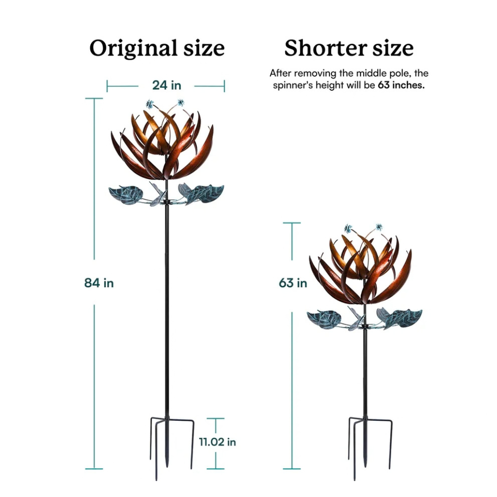 Copper Flora Kinetic Wind Spinner