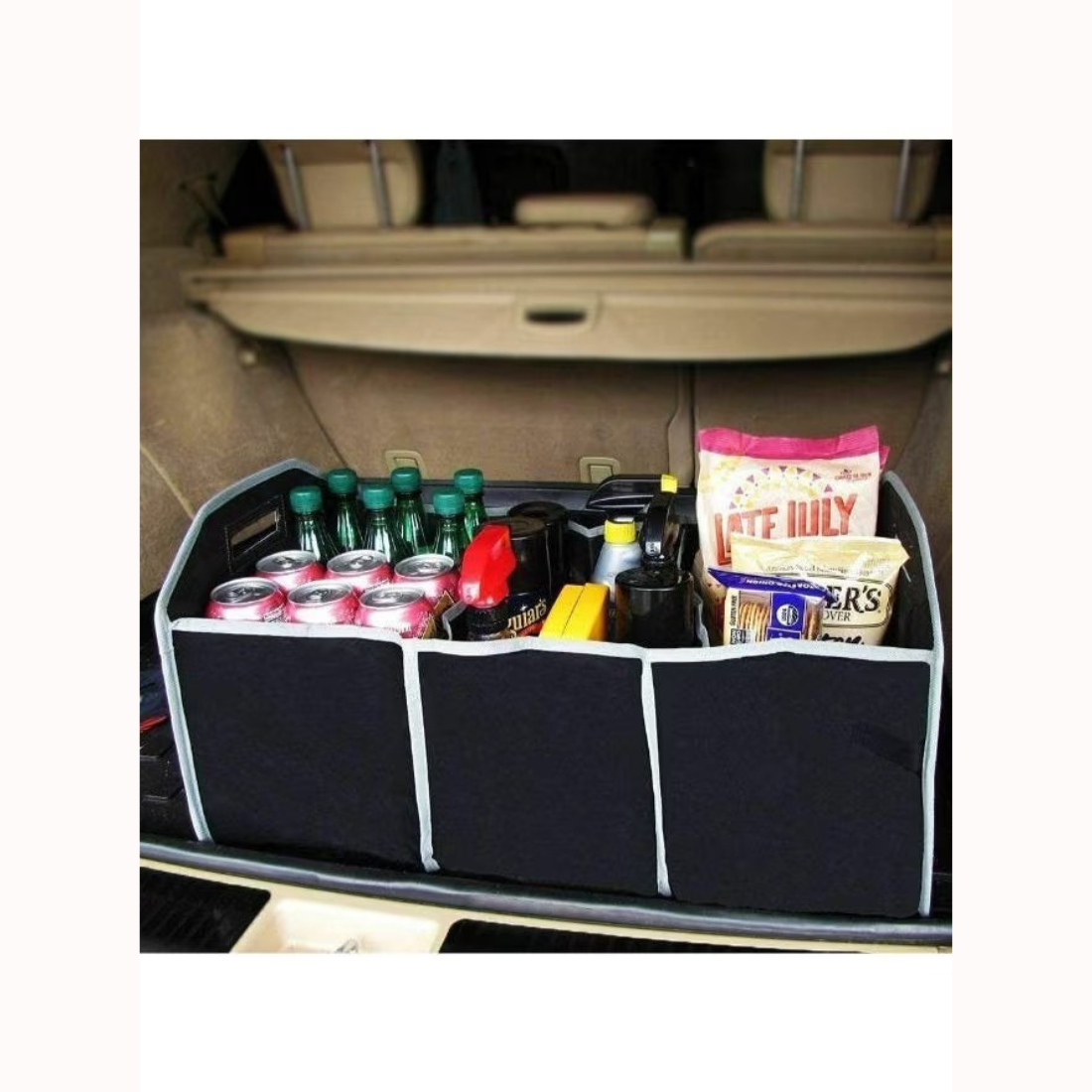 Foldable Car Trunk Organizer with Multiple Compartments